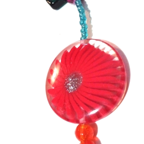 VINTAGE MULTICOLORED & MULTIBEADED LARGE STONES, BLOWN GLASS 36" NECKLACE - Picture 11 of 13